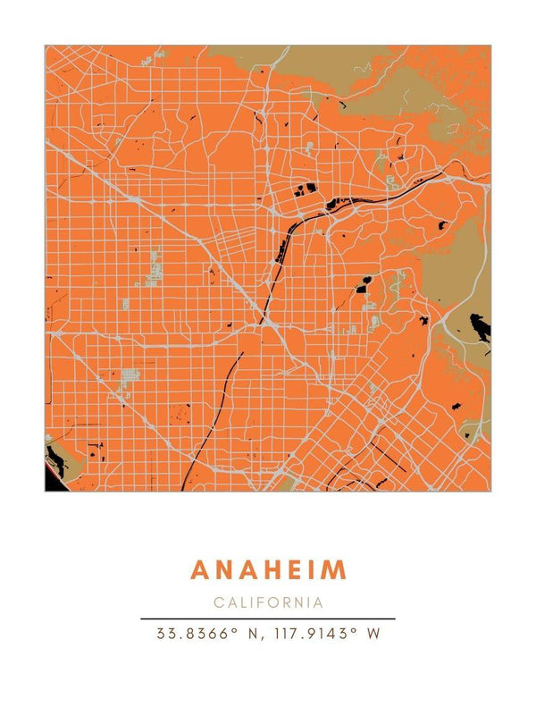 Map Wall Art - Anaheim - Conway + Banks Hockey Co.
