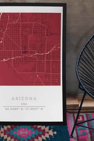 Map Wall Art - Arizona - Conway + Banks Hockey Co.