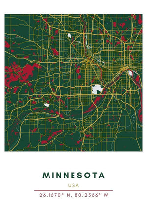 Map Wall Art - Minnesota - Conway + Banks Hockey Co.