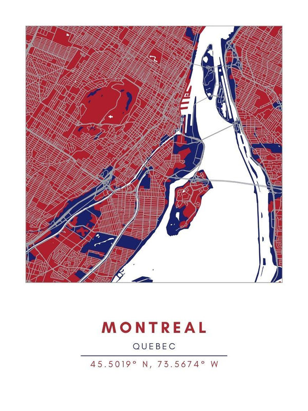 Map Wall Art - Montreal - Conway + Banks Hockey Co.
