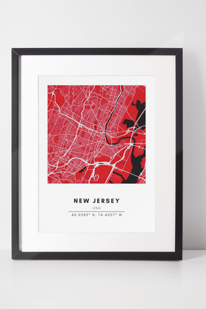 Map Wall Art - New Jersey - Conway + Banks Hockey Co.