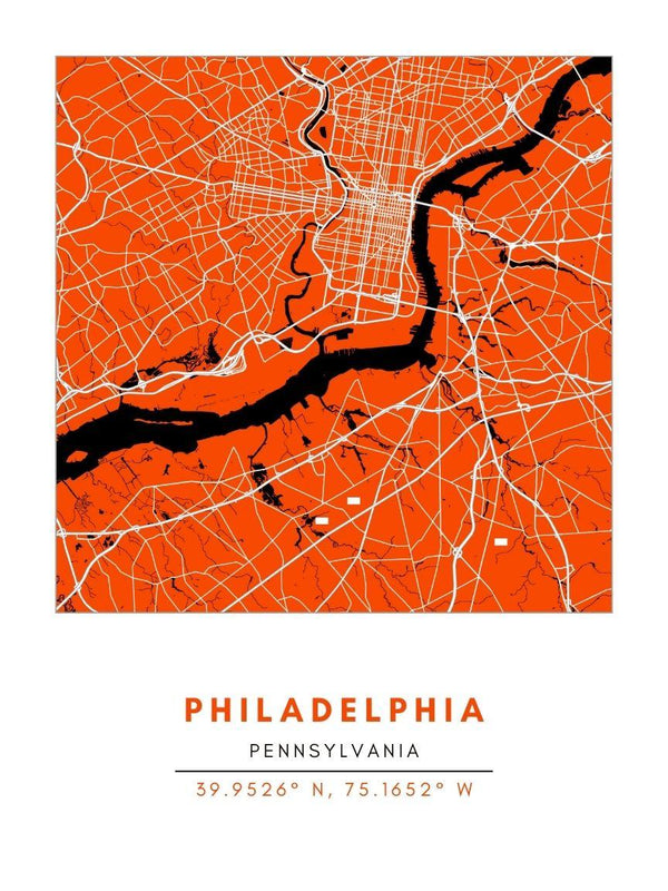 Map Wall Art - Philadelphia - Conway + Banks Hockey Co.