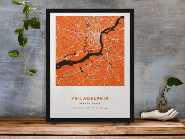 Map Wall Art - Philadelphia - Conway + Banks Hockey Co.