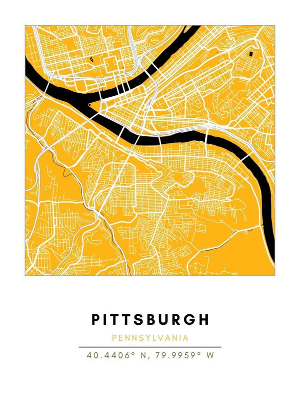 Map Wall Art - Pittsburgh - Conway + Banks Hockey Co.