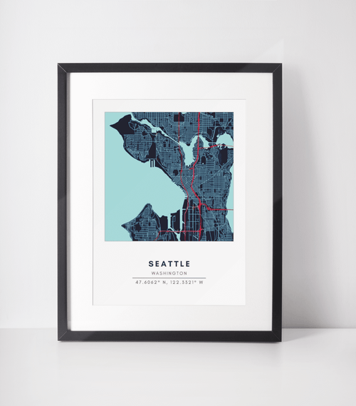 Map Wall Art - Seattle - Conway + Banks Hockey Co.