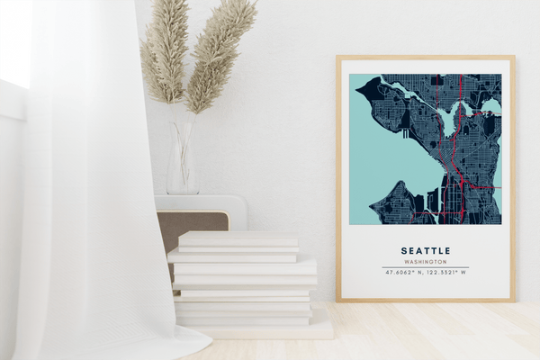Map Wall Art - Seattle - Conway + Banks Hockey Co.