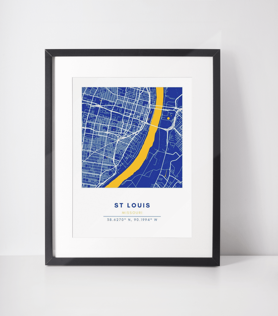  St Louis Map Print 8x10, St Louis Poster 24x36, St Louis  Missouri USA, Blue Geometric St Louis City Map Street Art Prints, St Louis  Gifts by Maps As Art : Handmade