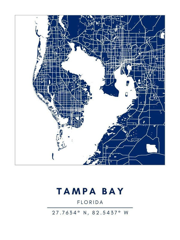 Map Wall Art - Tampa Bay - Conway + Banks Hockey Co.
