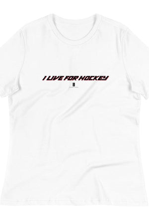 Womens I Live For Hockey Core Tee White - Conway + Banks Hockey Co.