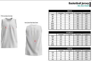 Conway+Banks Custom Basketball jersey sizing chart