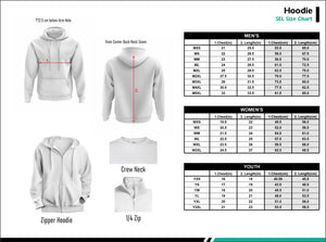 Conway+Banks Custom Hoodie sizing chart