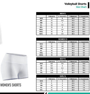 Conway+Banks Custom Womens Volleyball Shorts Sizing Chart