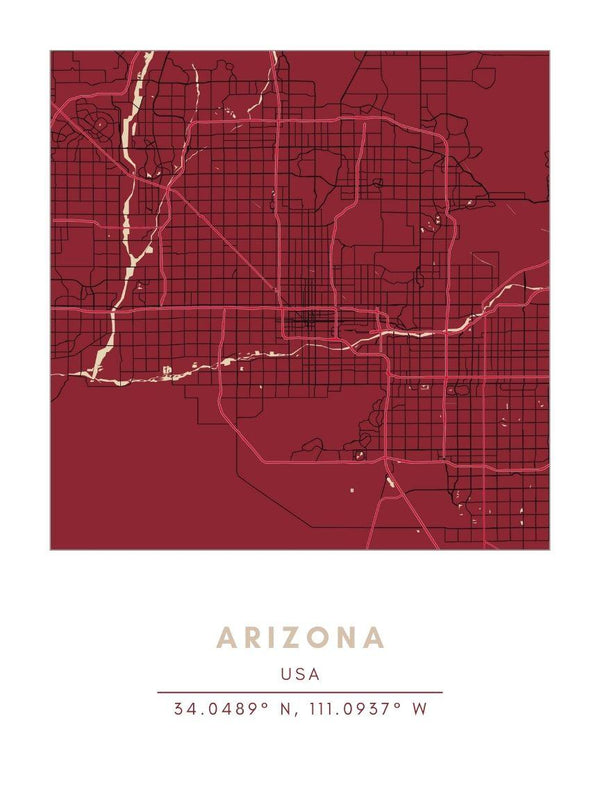 Map Wall Art - Arizona - Conway + Banks Hockey Co.