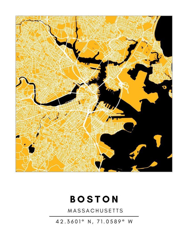 Map Wall Art - Boston - Conway + Banks Hockey Co.