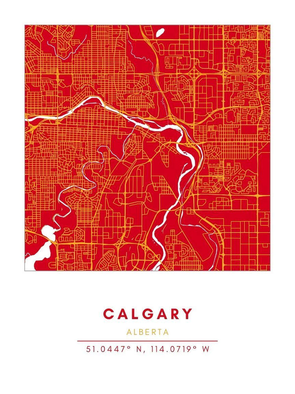Map Wall Art - Calgary - Conway + Banks Hockey Co.