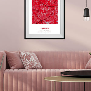 Map Wall Art - Raleigh - Conway + Banks Hockey Co.