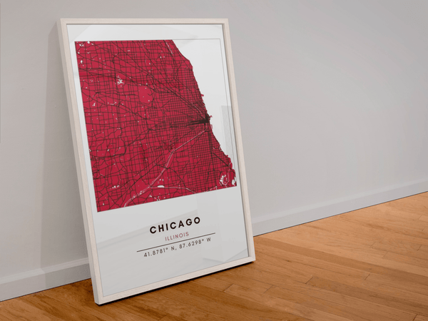 Map Wall Art - Chicago - Conway + Banks Hockey Co.
