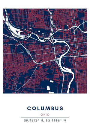 Map Wall Art - Columbus - Conway + Banks Hockey Co.