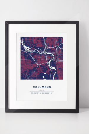 Map Wall Art - Columbus - Conway + Banks Hockey Co.
