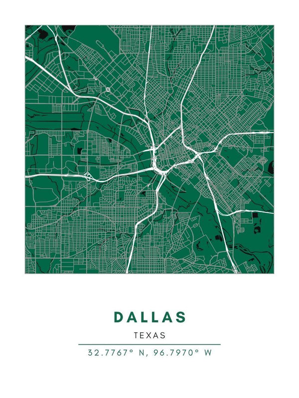 Map Wall Art - Dallas - Conway + Banks Hockey Co.