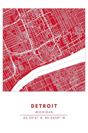 Map Wall Art - Detroit - Conway + Banks Hockey Co.