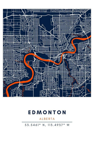 Map Wall Art - Edmonton - Conway + Banks Hockey Co.