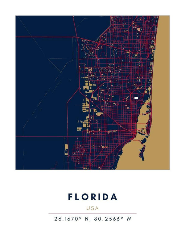 Map Wall Art - Florida - Conway + Banks Hockey Co.