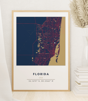 Map Wall Art - Florida - Conway + Banks Hockey Co.