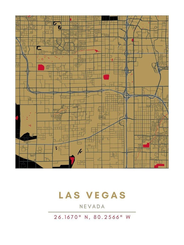 Map Wall Art - Las Vegas - Conway + Banks Hockey Co.