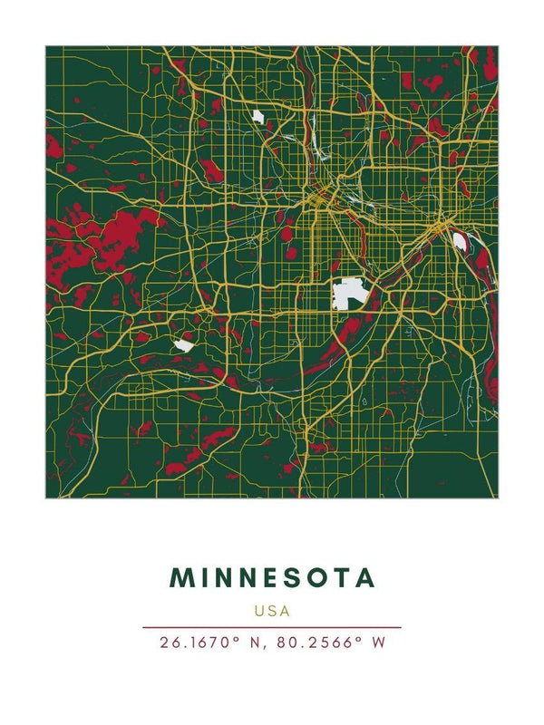 Map Wall Art - Minnesota - Conway + Banks Hockey Co.