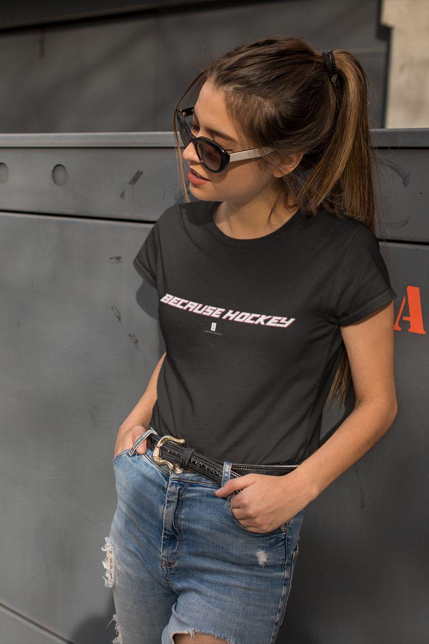 Womens Because Hockey Core Tee Black