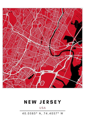 Map Wall Art - New Jersey - Conway + Banks Hockey Co.