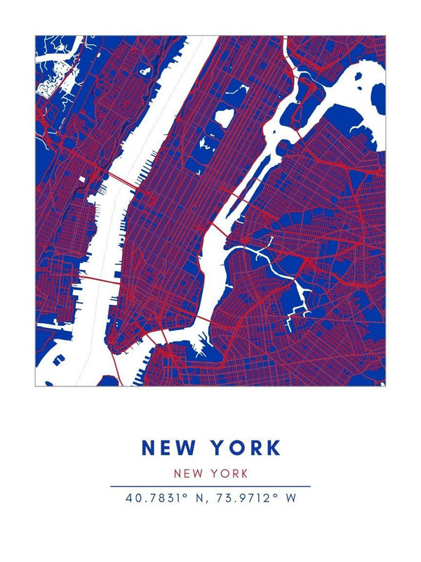 Map Wall Art - New York R - Conway + Banks Hockey Co.