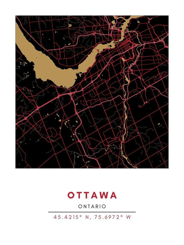 Map Wall Art - Ottawa - Conway + Banks Hockey Co.