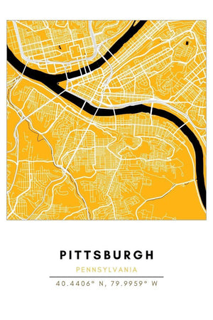 Map Wall Art - Pittsburgh - Conway + Banks Hockey Co.