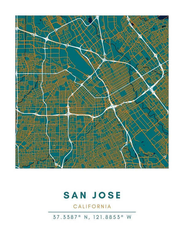 Map Wall Art - San Jose - Conway + Banks Hockey Co.