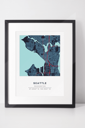 Map Wall Art - Seattle - Conway + Banks Hockey Co.