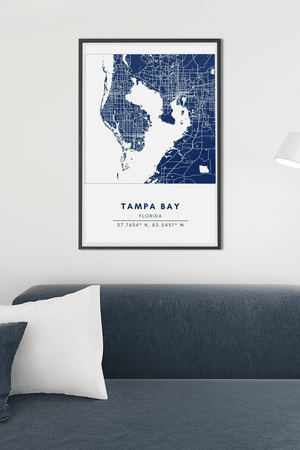 Map Wall Art - Tampa Bay - Conway + Banks Hockey Co.