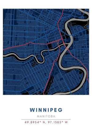 Map Wall Art - Winnipeg - Conway + Banks Hockey Co.