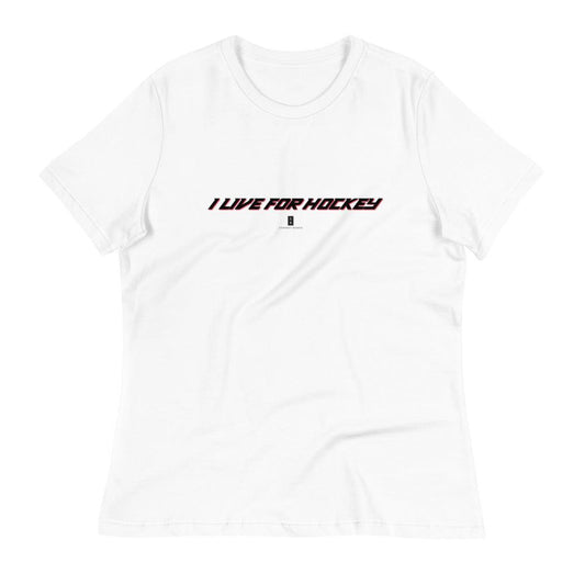 Womens I Live For Hockey Core Tee White - Conway + Banks Hockey Co.